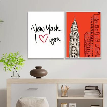 Imagem de Kit 2 Quadros New York I Love You 33X24Cm