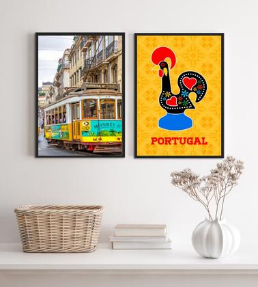 Imagem de Kit 2 Quadros Portugal- Galo Barcelos E Bondinho 24x18cm - com vidro