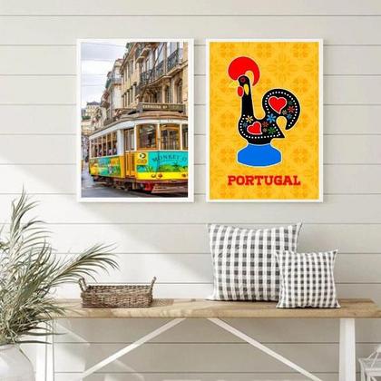 Imagem de Kit 2 Quadros Portugal- Galo Barcelos E Bondinho 24X18Cm