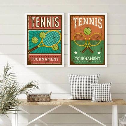 Imagem de Kit 2 Quadros Posters Tennis Vintage 45x34cm