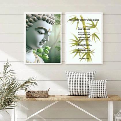 Imagem de Kit 2 Quadros Princípios Do Reiki - Buda 24x18cm