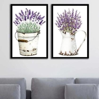 Imagem de Kit 2 Quadros Vasos Com Lavanda 24X18Cm