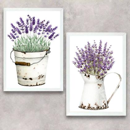 Imagem de Kit 2 Quadros Vasos Com Lavanda 45x34cm - com vidro