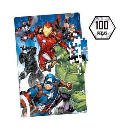 Imagem de Kit 2 Quebra Cabeça Infantil Marvel 100 Peças - Toyster