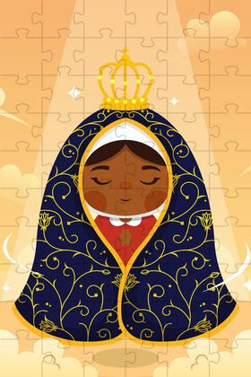 Imagem de Kit 2 Quebra-Cabeça Infantis Anjo de Guarda e Nossa Senhora de 60 Peças