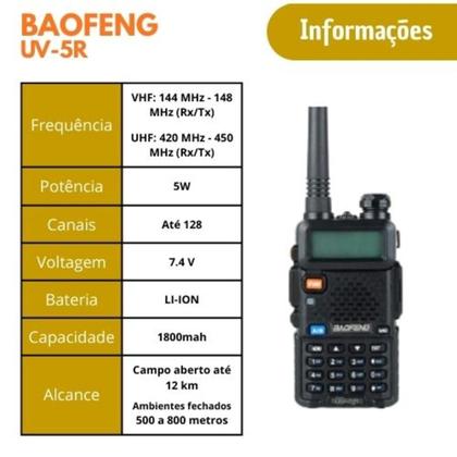 Imagem de KIT 2 Rádio Comunicador Baofeng UV-5R Walkie Talkie Alcance Longo  Polícia, Segurança, Eventos