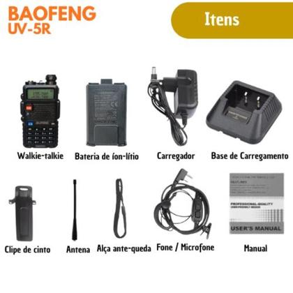 Imagem de KIT 2 Rádio Comunicador Baofeng UV-5R Walkie Talkie Alcance Longo  Polícia, Segurança, Eventos