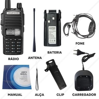 Imagem de Kit 2 Rádio Comunicador Baofeng UV82 Profissional VHF UHF FM