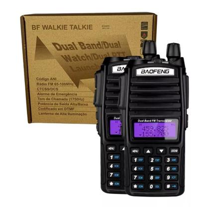 Imagem de Kit 2 Rádios Comunicador Baofeng 5w Bf Vhf /uhf/ Fm Dual Band Uv-82 Cor Preto