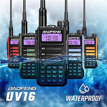 Imagem de Kit 2 Radios Comunicador Baofeng UV16 Walk Talk Longo Alcance Dual Band a Prova dágua