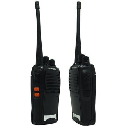 Imagem de Kit 2 Rádios Comunicador HT Walk Talk UHF 16 Canais Profissional + Fone Baofeng BF-777S Preto Bivolt