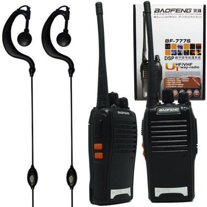 Imagem de Kit 2 Rádios Comunicador HT Walk Talk UHF 16 Canais Profissional + Fone Baofeng BF-777S Preto Bivolt