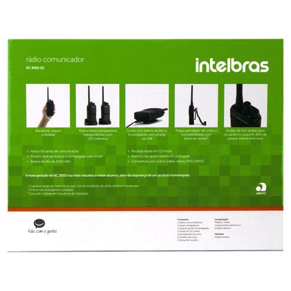 Imagem de Kit 2 Radios Comunicador  Profissional Walkie Talkie Intelbras RC 3002 G2 FRS 16 Canais Longo Alcance