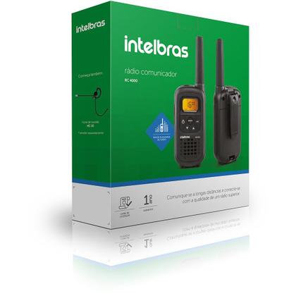 Imagem de Kit 2 Rádios Comunicadores Intelbras Rc4000 Com Fones de Ouvido Função Vox