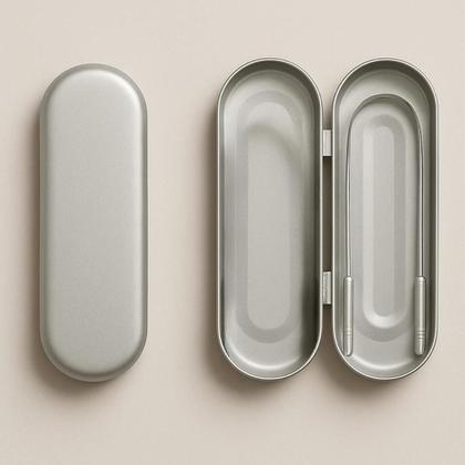 Imagem de Kit 2 Raspador Limpador De Língua Com Estojo Inox