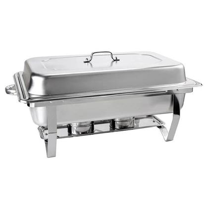 Imagem de Kit 2 Rechaud Aço Inox 201 Retangular 9 Litros Com 2 Cubas ½ Panelas Banho Maria Buffet Brinovar