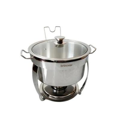 Imagem de Kit 2 Rechaud Redondo Banho Maria Aço Inox 8 Litros