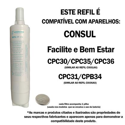 Imagem de Kit 2 Refil Filtro Compatível Com Purificador Consul Facilite E Bem Estar CPB34 CPC30 CPC36 CPC35 CPC31