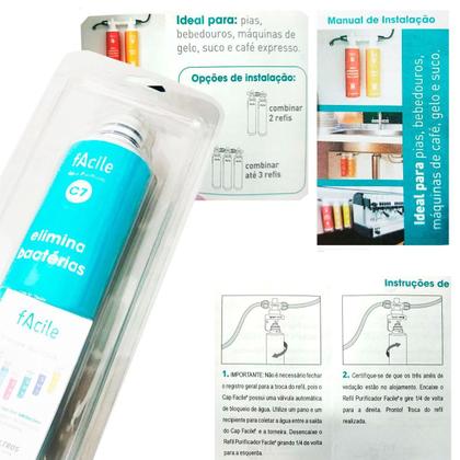 Imagem de Kit 2 Refil Filtro Facile C7 Antibacteriano Purificador Agua