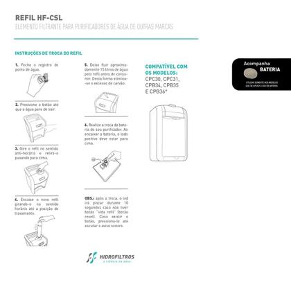Imagem de Kit 2 Refil Filtro Hidrofiltros Compatível Purificador Consul CPC30 CPC30AB CPC30AF CPC31 CPC31AB CPC31AF CPB34 CPB34AB