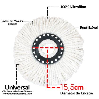 Imagem de Kit 2 Refil Para Esfregao Mop Giratorio Microfibra Spin 360º