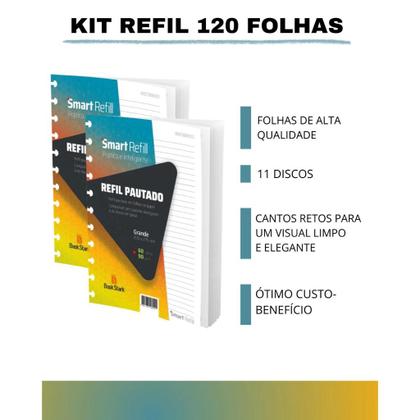 Imagem de Kit 2 Refil Pautado Para Caderno Inteligente - 120 Folhas- 11 Discos