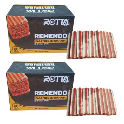 Imagem de KIt 2 Refil Remendo Carro Pneu S/Câm Macarrão 60 Unidades