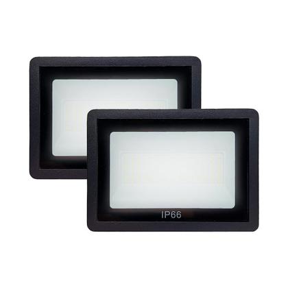 Imagem de Kit 2 Refletor Led Holofote 600w Ip66 Bivolt Luz Branco Frio Uso Externo Quintal Iluminação Forte