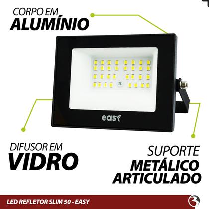 Imagem de Kit 2 Refletor Led Slim 50 Easy Avant Potente 50W Luz Fria 6500k Holofote Bivolt Á Prova D'Água