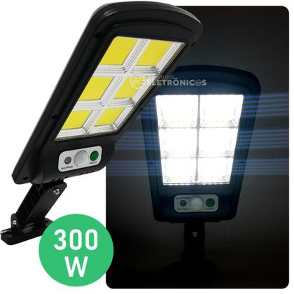 Imagem de Kit 2 Refletor Luminária Solar LED 300W Sem Fio Com Sensor de Presença e Controle Remoto LKY0034