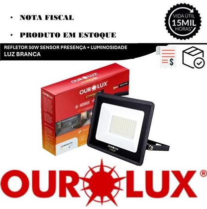 Imagem de Kit 2 Refletor Sensor de Presença 50W Branco Frio 6500K IP65