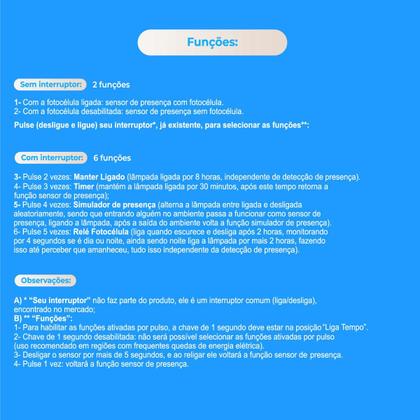 Imagem de Kit 2 Refletores Taschibra TR LED 20 Branco + Sensor de Movimento e Fotocélula QA26M