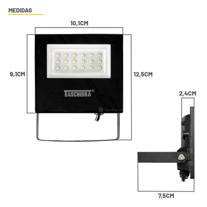 Imagem de Kit 2 Refletores Taschibra TR LED 20 Preto + Sensor de Movimento e Fotocélula QA26M