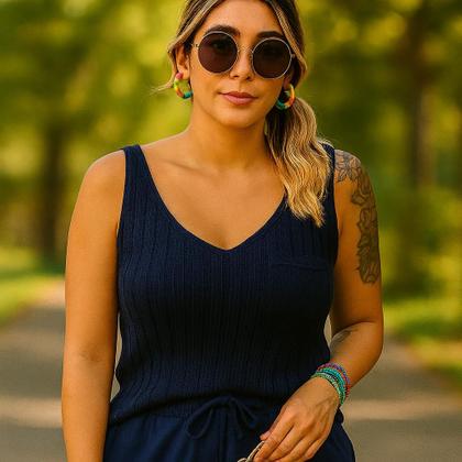 Imagem de Kit 2 Regatas de Tricô FMF com Bolsinho Ponto Fang Moderno