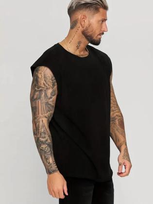 Imagem de Kit 2 regatas masculina machao oversized academia treino preto branco