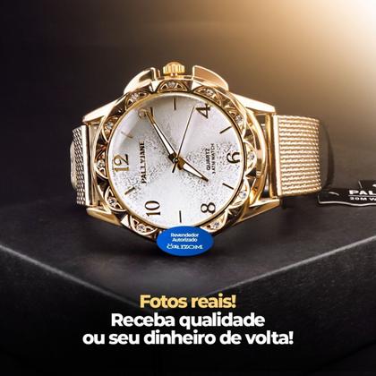 Imagem de kit 2 relogio feminino banhado prova dagua dourado original casual silicone ajustavel combo resistente presente social