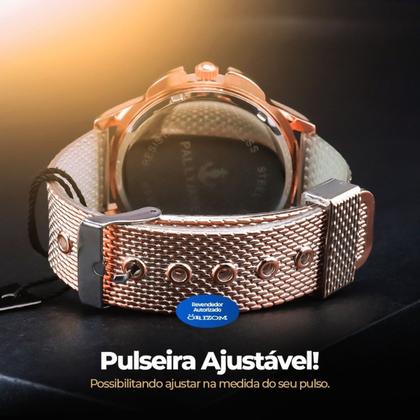 Imagem de kit 2 relogio feminino banhado prova dagua dourado original casual silicone ajustavel combo resistente presente social