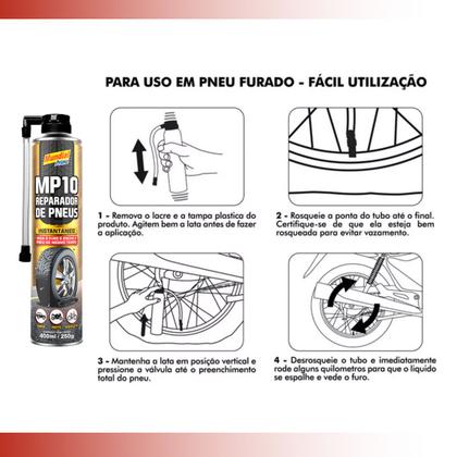 Imagem de Kit 2 Reparo Pneu Instantâneo Furo Veda Enche Carro Moto sos