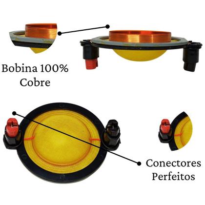 Imagem de Kit 2 Reparos Corneta Driver Paralelo D250 Trio 100w Rms 8 Ohms Fenólico D 250 Compatível Com Selenium Jbl