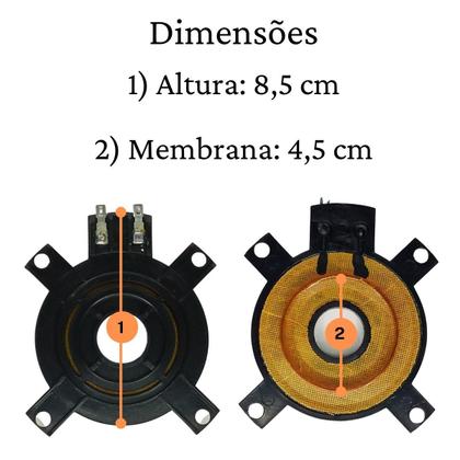Imagem de Kit 2 Reparos Tweeter ST304 Fenólico 100w Rms Completo St 304 8 Ohms Reforçado Compatível Com Selenium Jbl