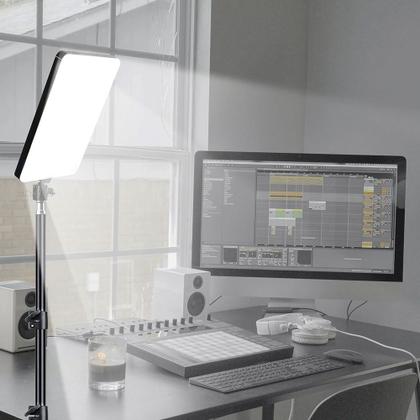 Imagem de Kit 2 Ring Light Profissional Iluminador Retangular Luz 19" + Tripé Ajustável 2,10m