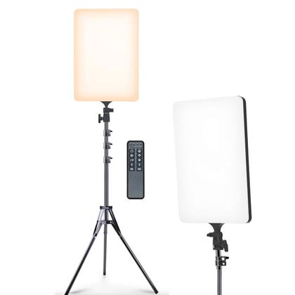 Imagem de Kit 2 Ring Light Profissional Iluminador Retangular Luz 19" + Tripé Ajustável 2,10m