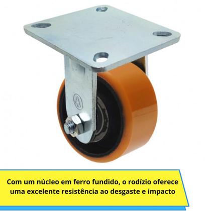 Imagem de Kit 2 Roda Rodízio Fixo Ajax 4" Carga Pesada 300 kg C/ Base