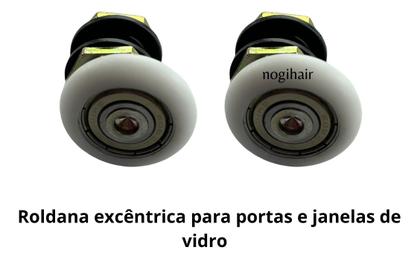 Imagem de Kit 2 Roldana Regulagem Rodinha E Guia Box Blindex Exêntrica