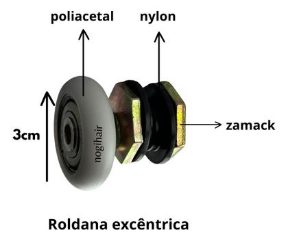 Imagem de Kit 2 Roldana Regulagem Rodinha E Guia Box Blindex Exêntrica