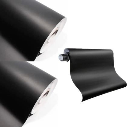 Imagem de Kit 2 Rolos Papel De Parede Preto Adesivo Decoração Lousa Quadro Negro 2mx45cm