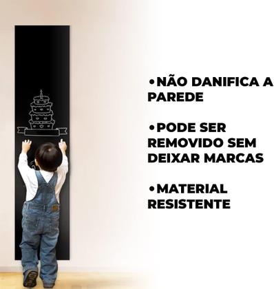 Imagem de Kit 2 Rolos Papel De Parede Preto Adesivo Decoração Lousa Quadro Negro 2mx45cm