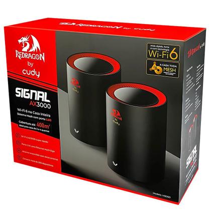 Imagem de Kit 2 roteadores mesh wifi6 redragon by cudy signal ax3000 m3000