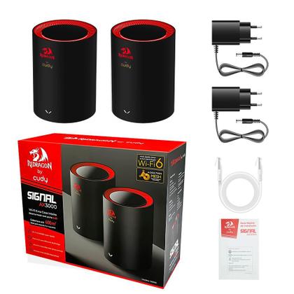 Imagem de Kit 2 roteadores mesh wifi6 redragon by cudy signal ax3000 m3000