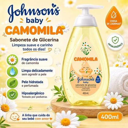 Imagem de Kit 2 Sabonetes Líquido Johnson's Glicerina Camomila 400ml